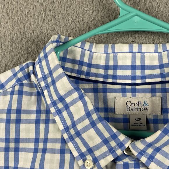 Croft & Barrow Button Down Shirt Men’s 3XB Blue Plaid Causal Classic Formal - Picture 3 of 9